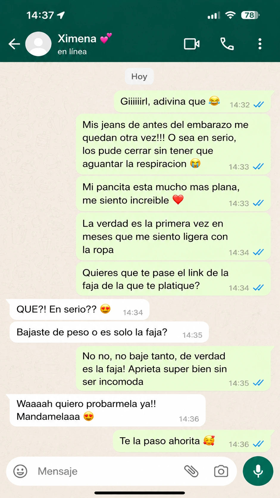 Mensajes entre amigas
